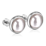 Vintage Pearl Stud Earrings Stainless Steel Jewelry 4-10mm