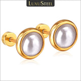 Vintage Pearl Stud Earrings Stainless Steel Jewelry 4-10mm