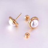 Vintage Pearl Stud Earrings Stainless Steel Jewelry 4-10mm