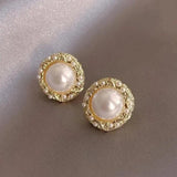 High-End Pearl Earrings Women French Retro Baroque Style