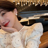 High-End Pearl Earrings Women French Retro Baroque Style