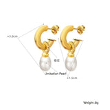 Baroque Pearl C Stud Earrings Women Cubic Zircon Hoop Jewelry