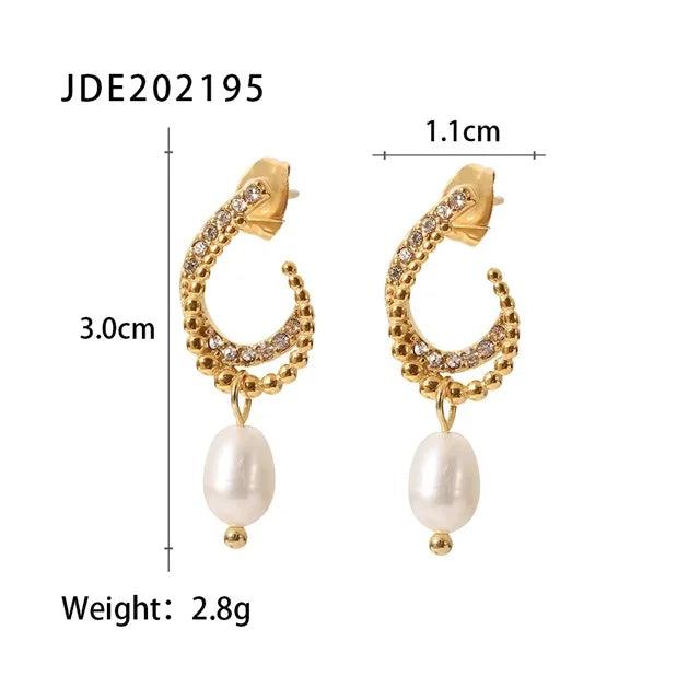 Youthway Charm Earrings Cubic Zirconia Pearls 18k Plated