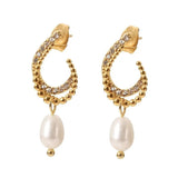 Youthway Charm Earrings Cubic Zirconia Pearls 18k Plated