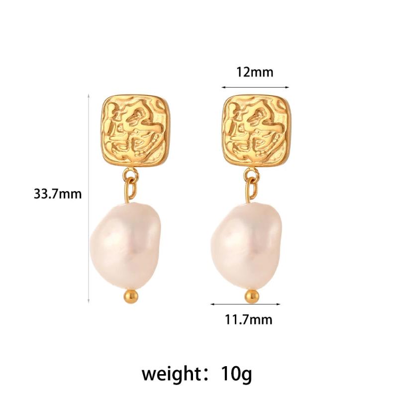 Season Collection Freshwater Pearl Drop Earrings Square Stud Earring