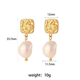 Season Collection Freshwater Pearl Drop Earrings Square Stud Earring