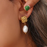 Season Collection Freshwater Pearl Drop Earrings Square Stud Earring