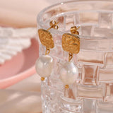 Season Collection Freshwater Pearl Drop Earrings Square Stud Earring