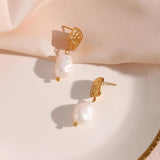 Season Collection Freshwater Pearl Drop Earrings Square Stud Earring