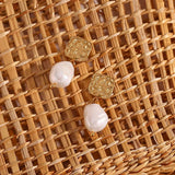 Season Collection Freshwater Pearl Drop Earrings Square Stud Earring