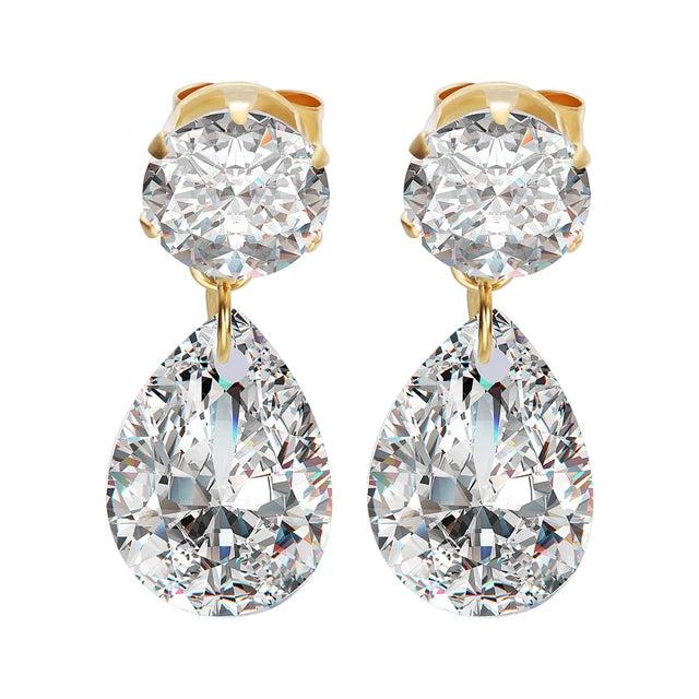 Crystal Zircon Earring Gold-Color Pearl Wedding Earrings