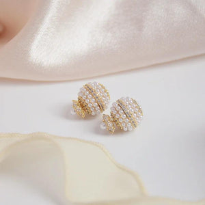 Korea Fine Jewelry Flower Pearl Stud Earrings for Woman