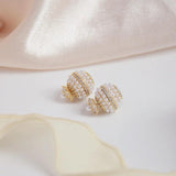 Korea Fine Jewelry Flower Pearl Stud Earrings for Woman