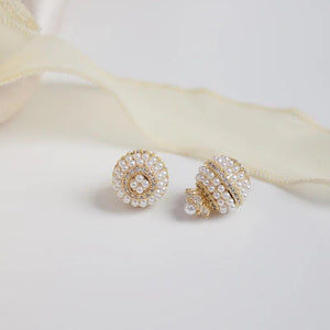 Korea Fine Jewelry Flower Pearl Stud Earrings for Woman