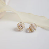 Korea Fine Jewelry Flower Pearl Stud Earrings for Woman