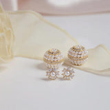 Korea Fine Jewelry Flower Pearl Stud Earrings for Woman