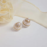 Korea Fine Jewelry Flower Pearl Stud Earrings for Woman