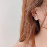 Korea Fine Jewelry Flower Pearl Stud Earrings for Woman
