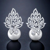 Zircon Flower Stud Earrings Wedding Jewelry