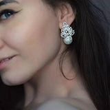 Zircon Flower Stud Earrings Wedding Jewelry