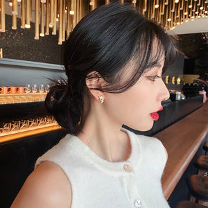 Metal Crossed X Letter Pearl Earrings for Women