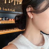 Metal Crossed X Letter Pearl Earrings for Women