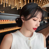 Metal Crossed X Letter Pearl Earrings for Women