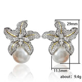 Flower Pearl Earrings CZ Stone Wedding Jewelry Lots