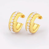 Natural Freshwater Pearls Hoop Earrings C Shape Statement Ear Jewelry