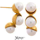 Unique Pearl Stainless Steel Stud Earrings for Women
