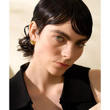 Vintage Round Stainless Steel Stud Earrings Women Pvd Plated Charms Jewelry