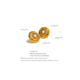 Vintage Round Stainless Steel Stud Earrings Women Pvd Plated Charms Jewelry
