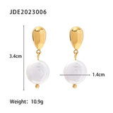 Natural Freshwater Pearl Drop Earrings Stainless Steel Waterproof