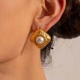 Youthway Shell Beads Hammered Rhombus Earrings for Women