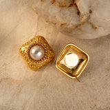 Youthway Shell Beads Hammered Rhombus Earrings for Women