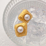 Youthway Shell Beads Hammered Rhombus Earrings for Women