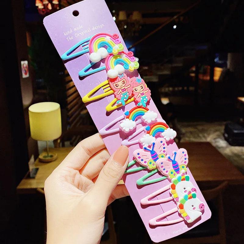 10PCS Girls Cartoon Unicorn Hairpins Kids Hair Clips Barrettes Headband