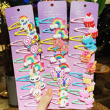 10PCS Girls Cartoon Unicorn Hairpins Kids Hair Clips Barrettes Headband
