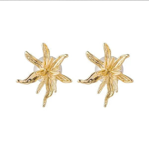 Big Flower Stud Earrings Pearl Earring Daily Wearable Jewelry