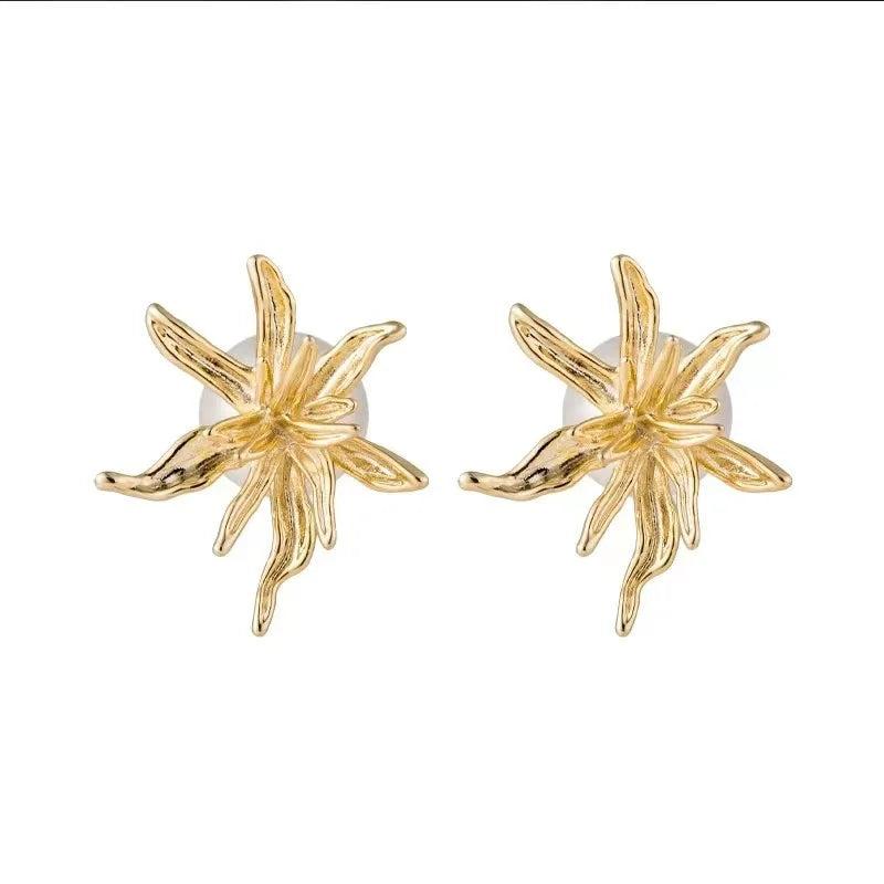 Big Flower Stud Earrings Pearl Earring Daily Wearable Jewelry