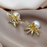 Big Flower Stud Earrings Pearl Earring Daily Wearable Jewelry