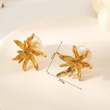 Big Flower Stud Earrings Pearl Earring Daily Wearable Jewelry