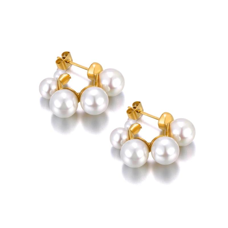 18k Stainless Steel Simulated Pearl Earrings Romantic Wedding Jewelry