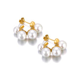18k Stainless Steel Simulated Pearl Earrings Romantic Wedding Jewelry