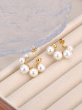 18k Stainless Steel Simulated Pearl Earrings Romantic Wedding Jewelry