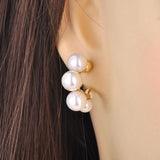 18k Stainless Steel Simulated Pearl Earrings Romantic Wedding Jewelry