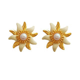 925 Silver Simulated Pearl Flower Earrings for Women