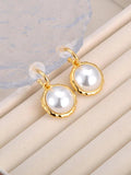 Vintage Stainless Steel Pearl Stud Earrings PVD Plated Jewelry E23142