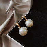 Korean Oversized Pearl Drop Earrings Bohemian Golden Round Big Ear