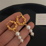 Pearls Pendants Metal Earrings European American Style Personality Stud Earrings